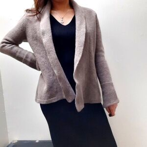 Willi Smith 100% Merino Wool Open Front Cardigan Brown Tan Size Small